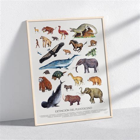 Pleistocene Animals Extinction Poster. Vintage Inspired Science Poster. Educative Species Poster ...