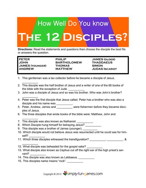 The 12 Disciples? - Simply Fun Games