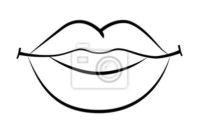 Pop art comic lips cartoon • wall stickers line, white, black ...