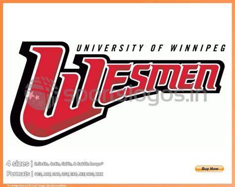 Winnipeg Wesmen - 2000, Canada West Universities, College Sports Embroidery Logo in 4 sizes