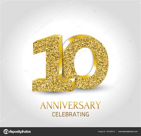 Year Anniversary Banner 10Th Anniversary Logo Gold Elements Stock ...