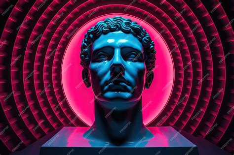 Premium AI Image | Cyberpunk Vaporwave Neon Statue Head Cliparts ...