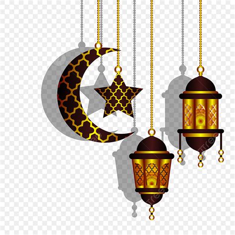 Ramadan Kareem Lantern Vector Art PNG, Golden Islamic Lanterns For ...