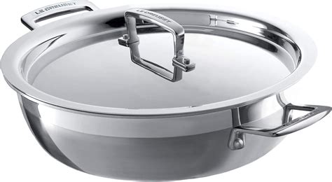 Le Creuset 3-Ply Stainless Steel Shallow Casserole with Lid, 26 x 7.5 cm: Amazon.co.uk: Kitchen ...