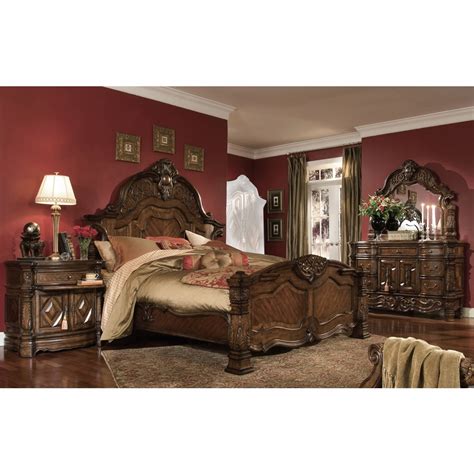 AICO by Michael Amini - Windsor Court King Mansion Bedroom Set (7 pc) in Vintage Fruitwood