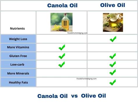 canola oil vs olive oil nutrient comparison | Food Storage, Choices and Alternatives