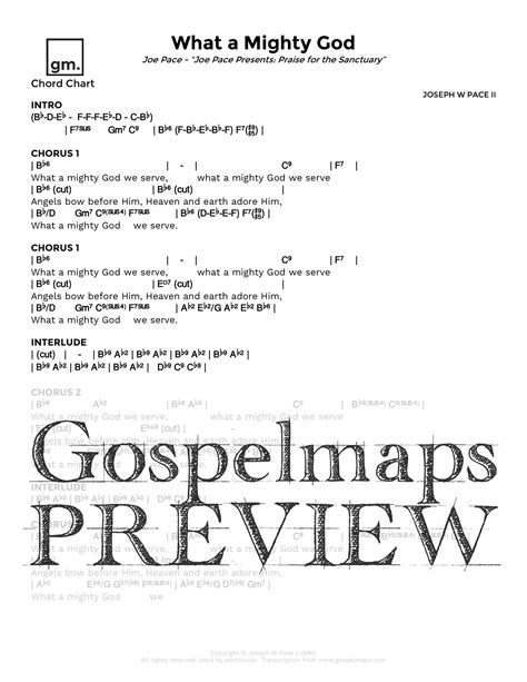 Gospelmaps | What a Mighty God - Joe Pace, Joe Pace Presents: Praise for the Sanctuary | Rhythm ...