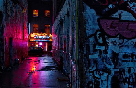 Vicolo dei graffiti, Soaked in neon ... | JuzaPhoto