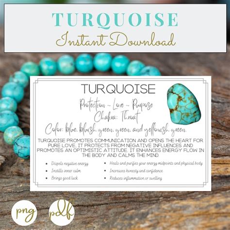 Turquoise Printable Cards Crystal & Stone Meaning - Etsy