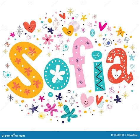 Sofia Girls Name Decorative Lettering Type Design Stock Vector ...