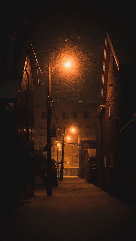 Download wallpaper 1080x1920 street, lights, night city, winter, dark ...