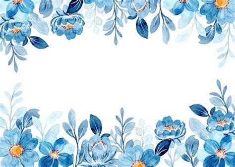 Blue Floral Frame With Watercolor in 2021 | Blue watercolor floral, Blue floral frame, Blue ...