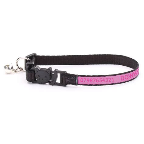 Personalised Adjustable Pink Cat Collar with Print