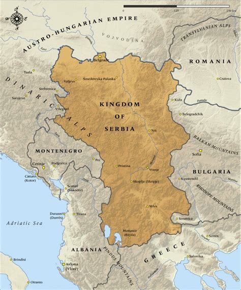 Map of the Kingdom of Serbia in 1914 : europe