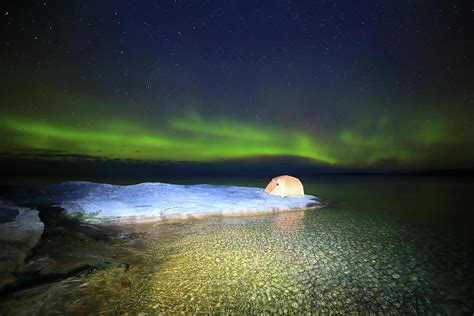 Aurora Borealis At Lake Superior Shore Photograph by Alex Nikitsin