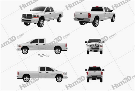 Dodge Ram 1500 Quad Cab Laramie 160-inch Box 2008 Blueprint Template ...