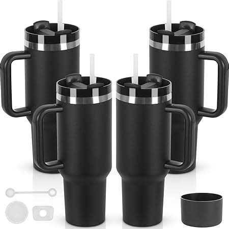 Amazon.com | 4 Pack 40 oz Tumbler with Handle and Straw Lid, Stainless ...