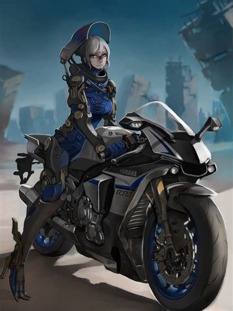 Anime 1200x1600 anime anime girls Yamaha Yamaha YZF R1 motorcycle short ...