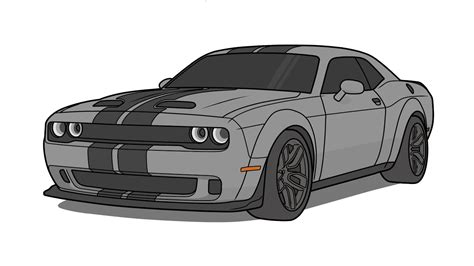 How To Draw A Dodge Challenger Hellcat Easy Drawing Dodge Srt | My XXX ...