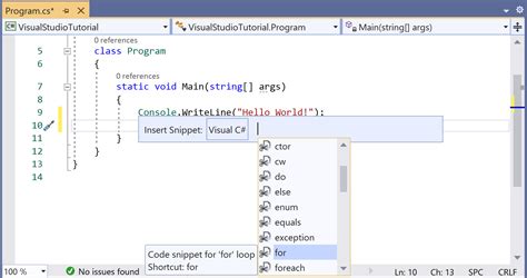 Visual Studio - Code Snippets | visual-studio Tutorial