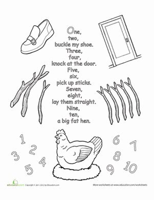 One Two Buckle My Shoe Coloring Page