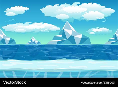 Cartoon winter landscape with ice and snow Vector Image