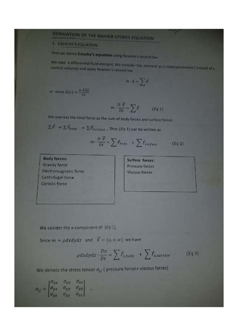 SOLUTION: Derivation of navier stokes equation pdf - Studypool