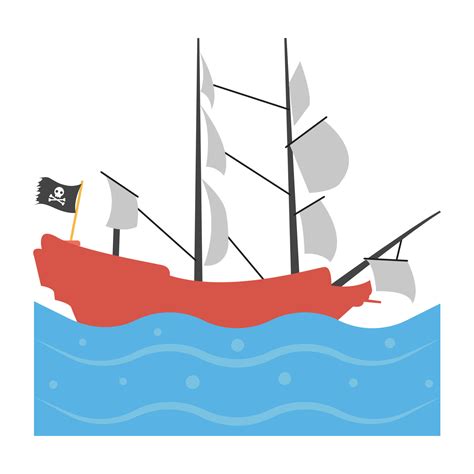 Trendy Pirate Ship 13496216 Vector Art at Vecteezy