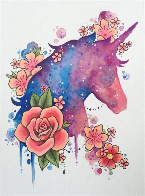 Unicorn art print tattoo print galaxy art cosmic painting | Etsy | Unicorn art, Unicorn painting ...