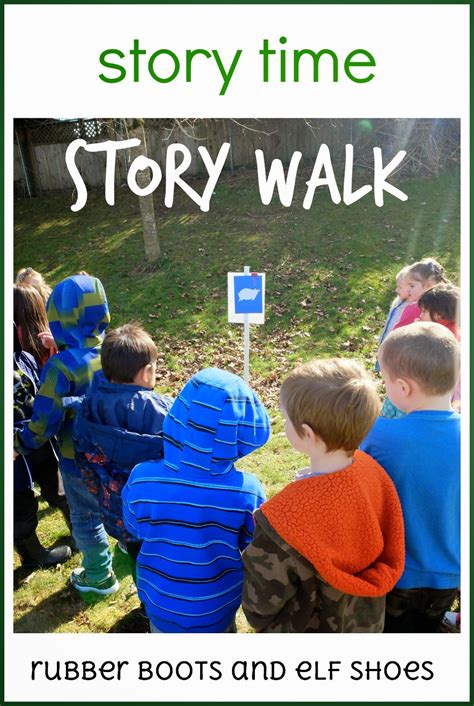 story time - Storywalk® - outside - rubber boots and elf shoes