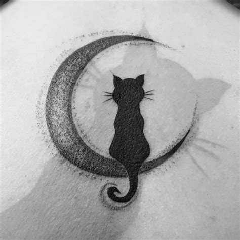 27+ Minimalist Cat Moon Tattoo - AydonSarvesh