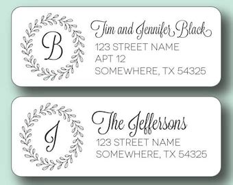 Monogram Return Address Labels - Etsy