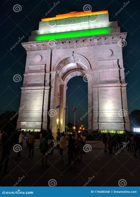 India gate night view editorial stock photo. Image of place - 176688268