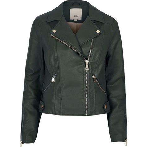 Dark Green Leather Jacket With Hood