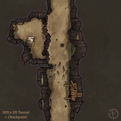 Dungeon Maps: 30ft x 5ft tunnel, Michael Fitzhywel