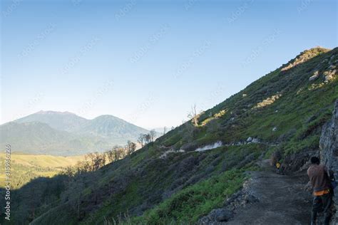 Stunning view on Ijen Crater. Ijen Crater is a volcanic tourism ...