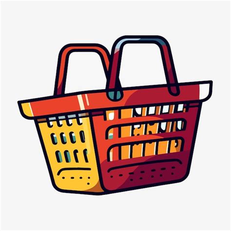 Premium Vector | A basket with a red handle and a yellow handle.