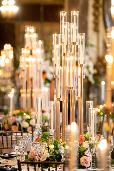 Stunning candlelit tablescape at ultimate NYC ballroom wedding reception at Burden K ...