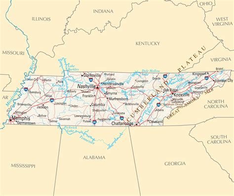 Tennessee Reference Map • Mapsof.net