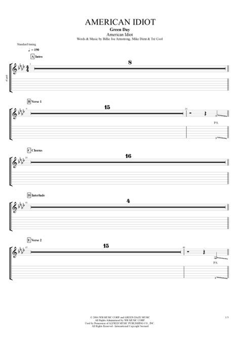 American Idiot Tab by Green Day (Guitar Pro) - Full Score | mySongBook