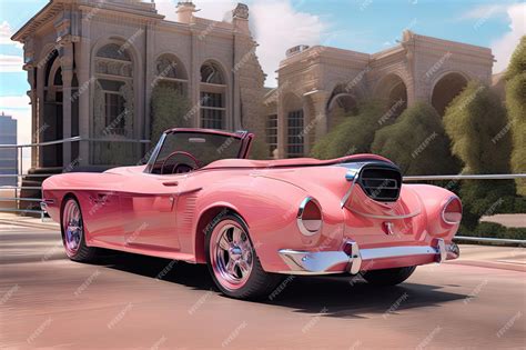 Premium AI Image | A vintage pink convertible car illustration generative ai