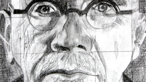 How to use the Grid Method with a Drawing of Chuck Close as an Example - YouTube