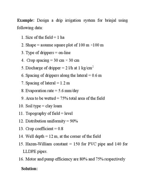 Drip Irrigation System Design | PDF