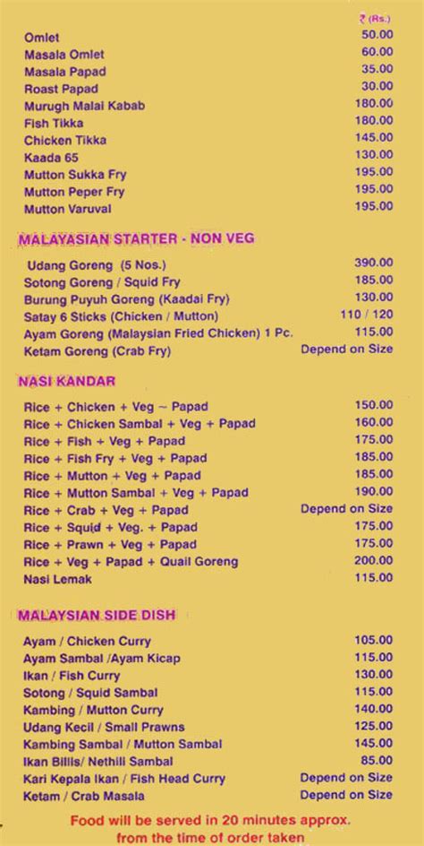 Nasi Kandar Pelita, T. Nagar, Chennai, Chennai Restaurants, Menu and ...