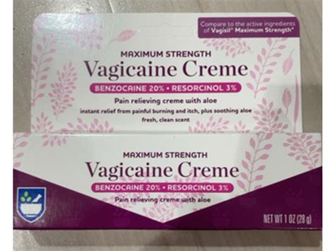 Rite Aid Vagicaine Pain Relieving Cream, Aloe, 1 oz/28 g Ingredients ...