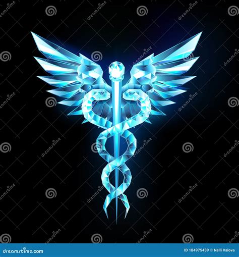 Caduceus Crystal Symbol on Black Background Stock Vector - Illustration of geometric, mosaic ...