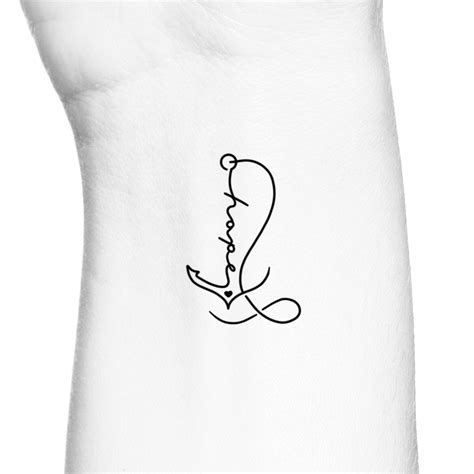 Hope Love Anchor Single Line Temporary Tattoo/Beach Heart Faith ...