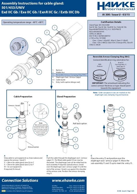 Hawke Universal Cable Glands - Installation Instruction