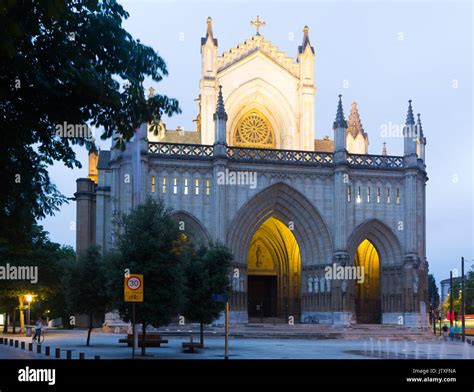 Twilight view of Cathedral of Mary Immaculate. Vitoria-Gasteiz, Spain Stock Photo - Alamy