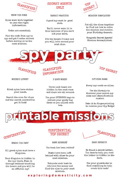 Spy Missions: 9 Printable Missions ⋆ Exploring Domesticity